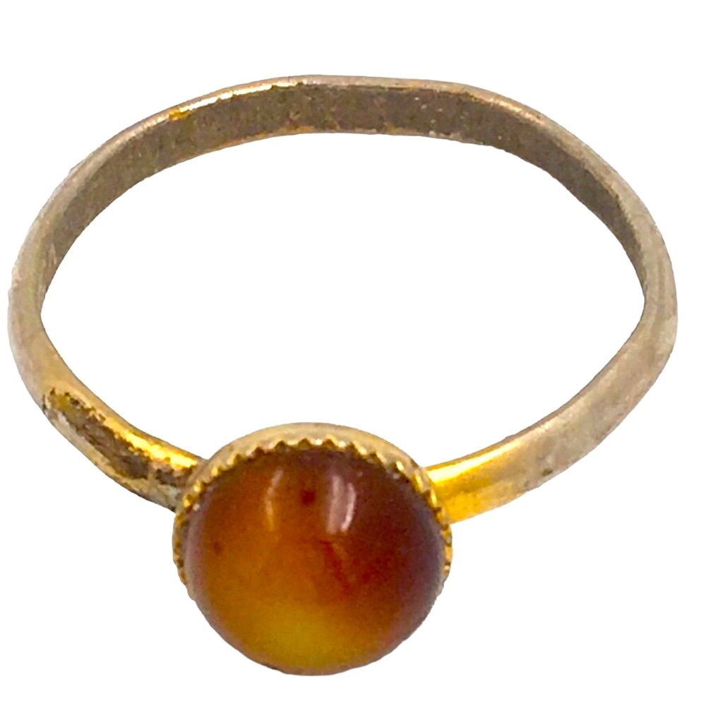 Vogue Silver/Gold Tone Brown Stone Ring Sz 7